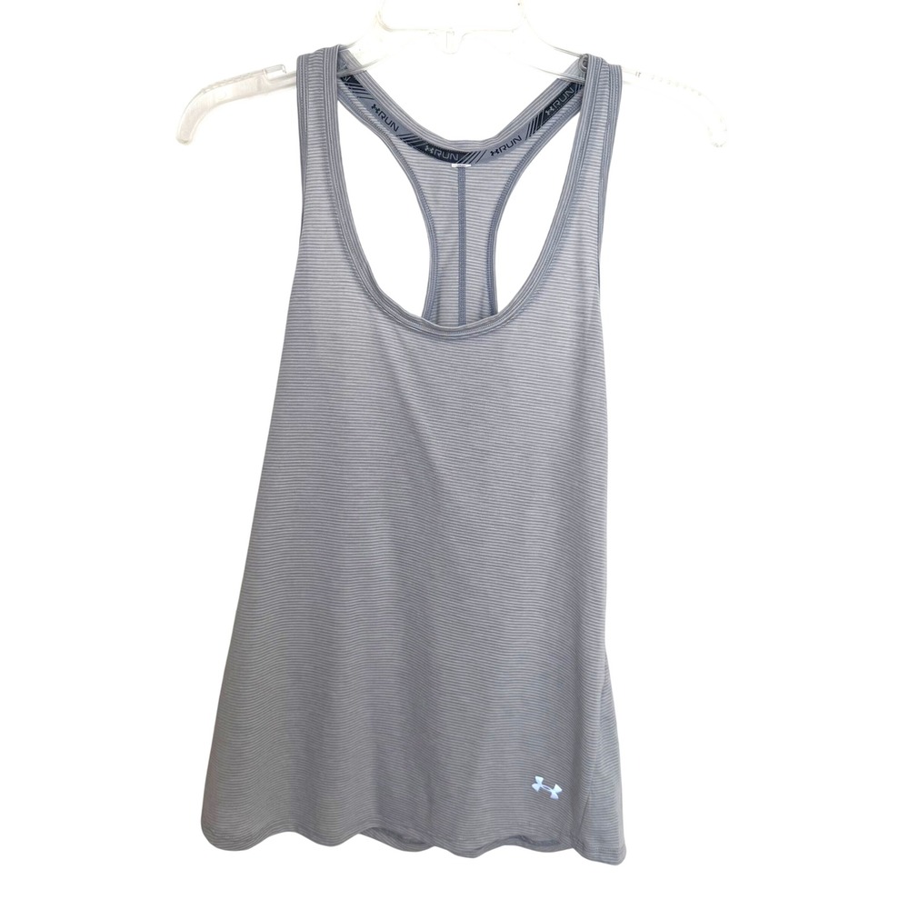 Under Armour Tank Top Fly-By Racerback Striped Grey Medium Sporty